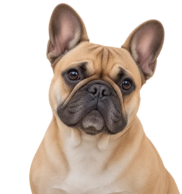 Louie, the Frenchie featured in the app preview.